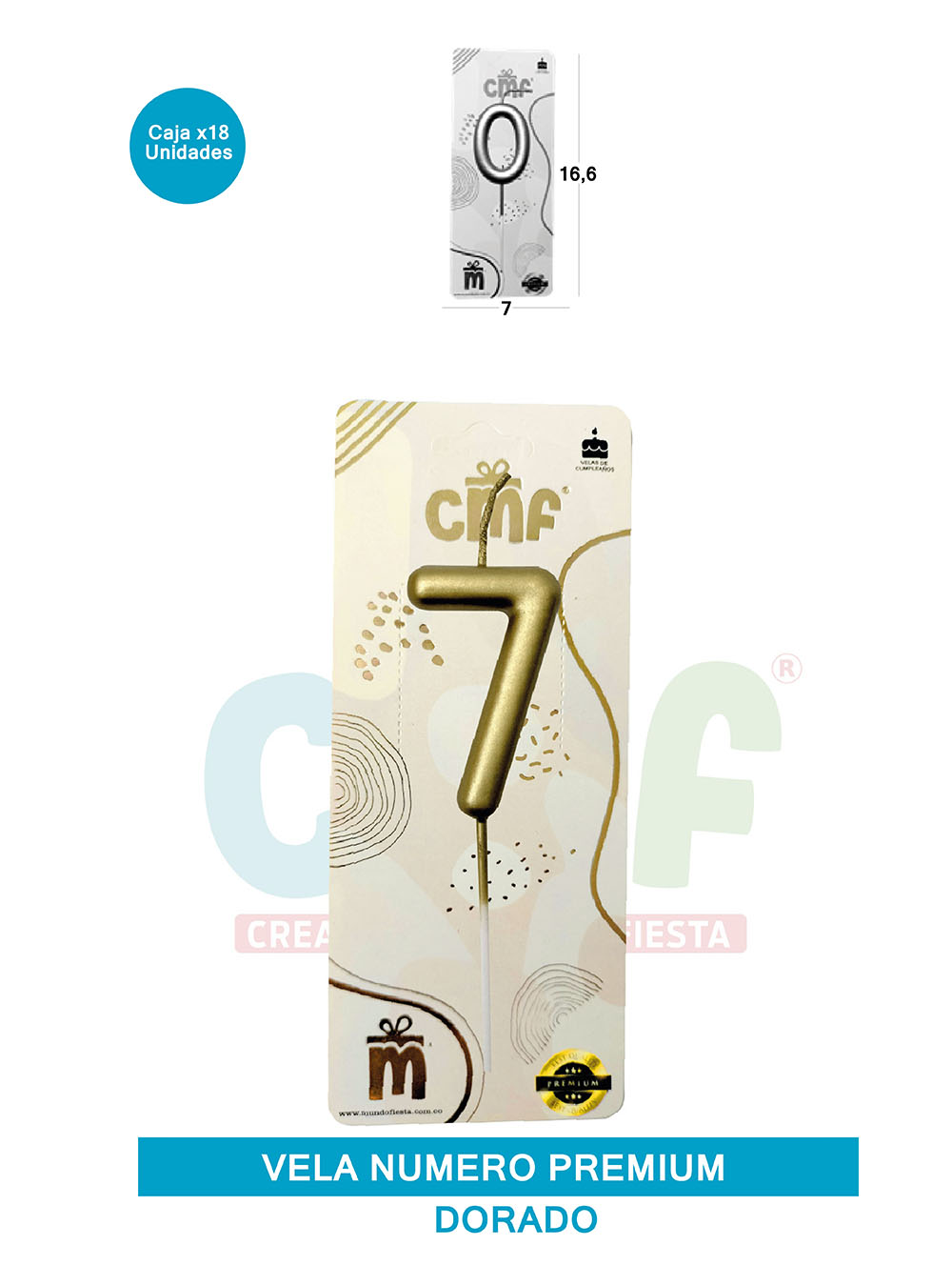 VELA NUMERO PREMIUM DORADO 7