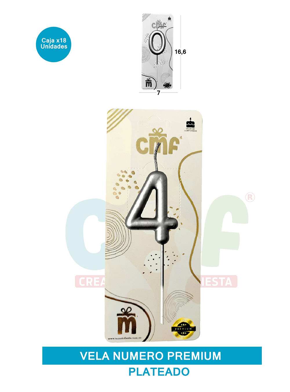 VELA NUMERO PREMIUM PLATEADO 4