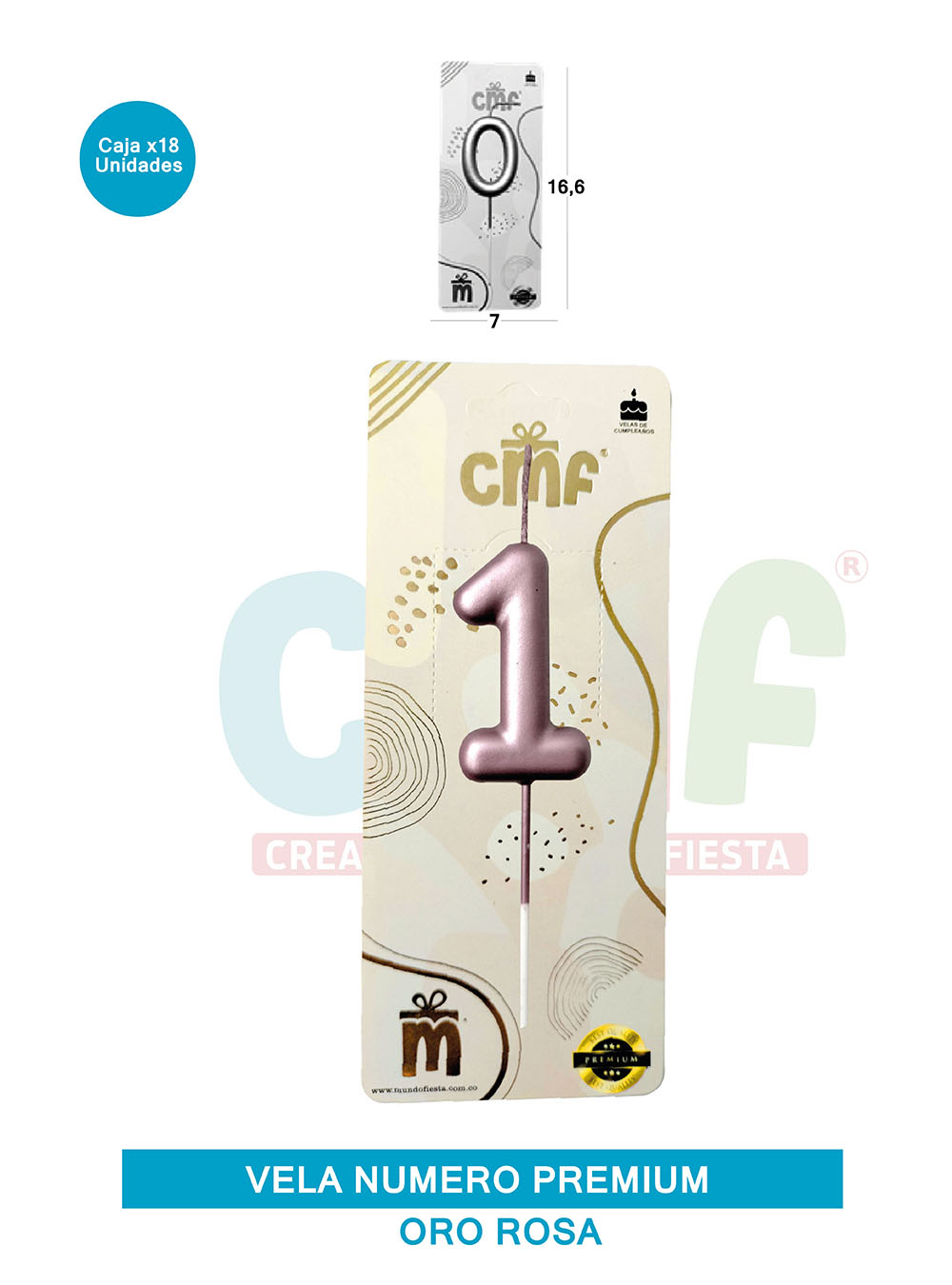 VELA NUMERO PREMIUM ORO ROSA 1