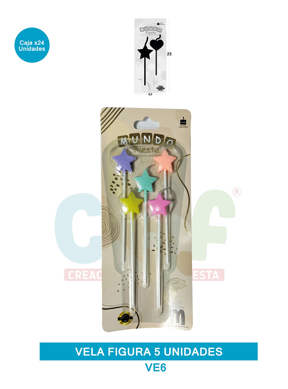 VELA FIGURA METALIZADA  X5  GRUPO B ESTRELLA VE6