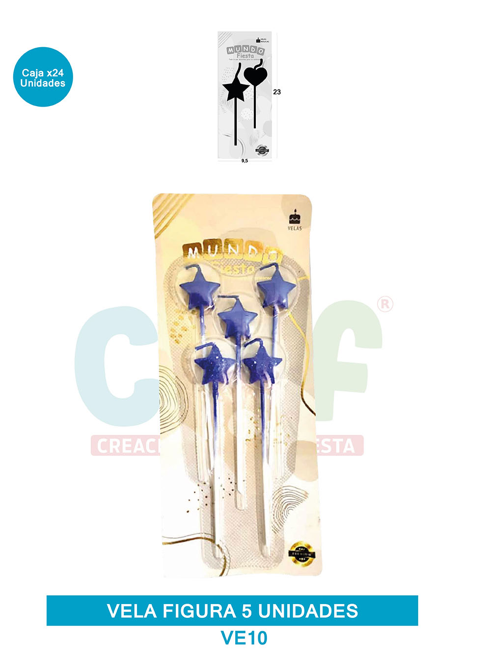VELA FIGURA METALIZADA  X5  GRUPO B ESTRELLA VE10