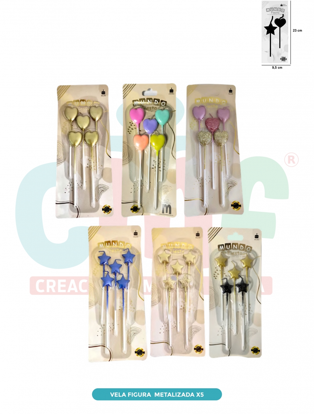 VELA FIGURA METALIZADA  X5 