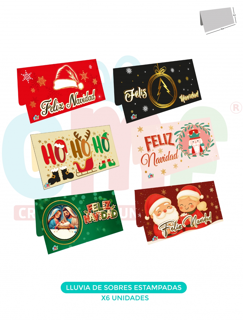 LLUVIA DE SOBRES ESTAMPADA X6 UNIDADES
