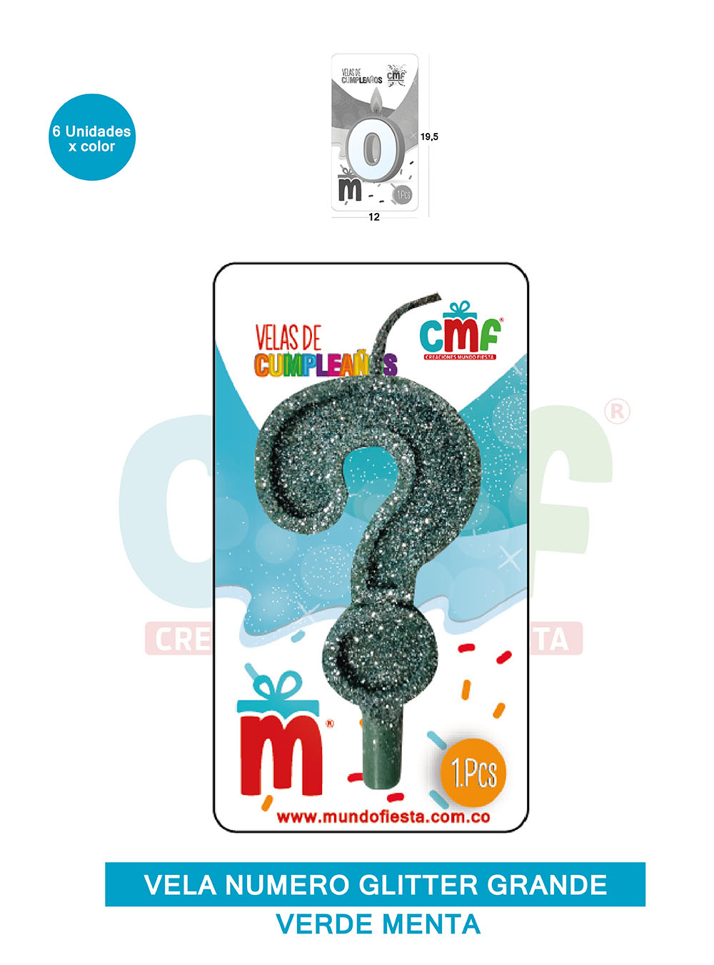 VELA ESCARCHADA NUMERO GRANDE  VERDE MENTA ?