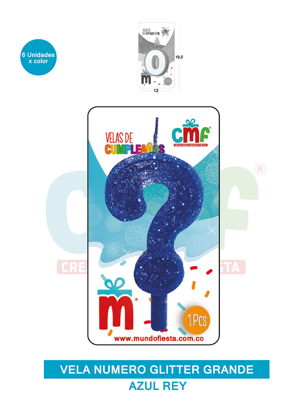 VELA ESCARCHADA NUMERO GRANDE  AZUL ?
