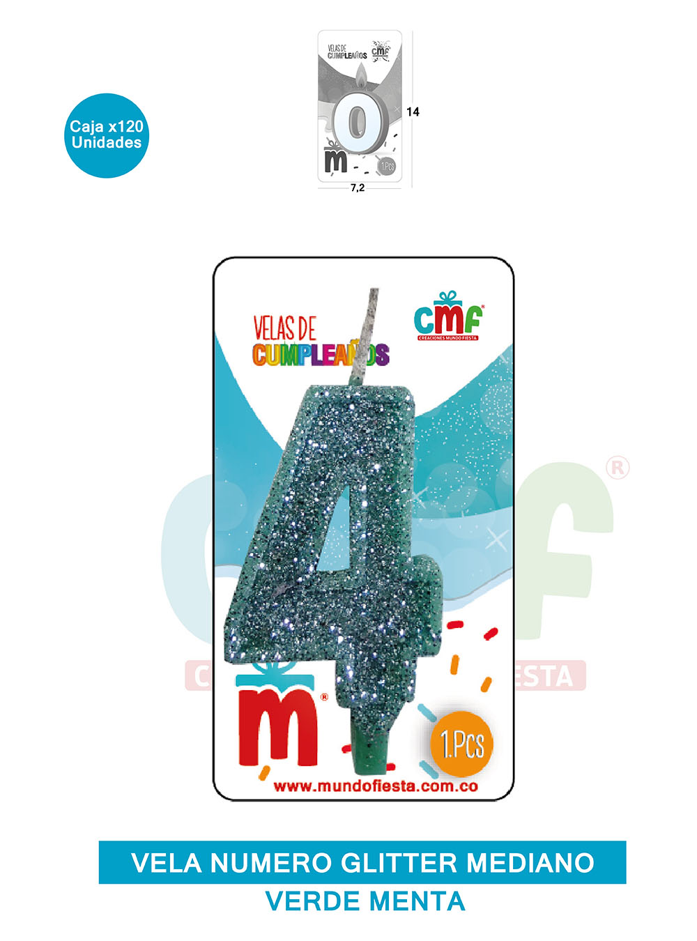 VELA ESCARCHADA  NUMERO MEDIANA VERDE MENTA 4