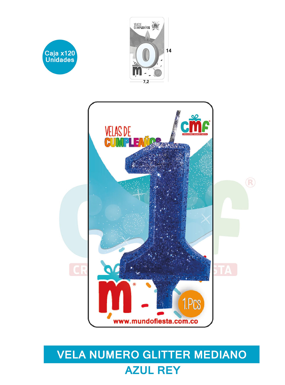 VELA ESCARCHADA  NUMERO MEDIANA AZUL 1