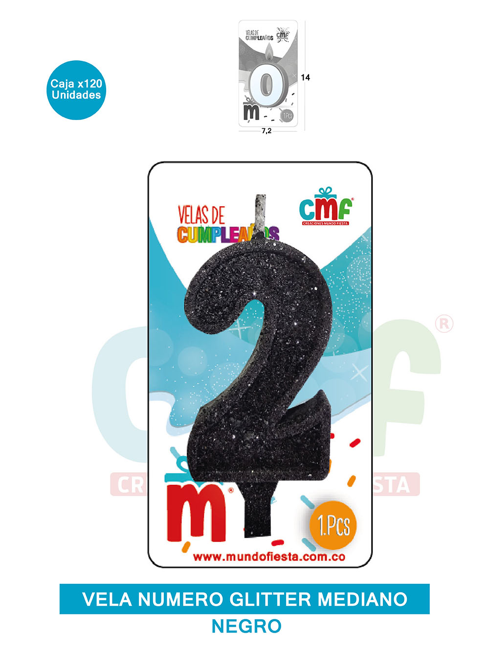 VELA ESCARCHADA  NUMERO MEDIANA NEGRO 2