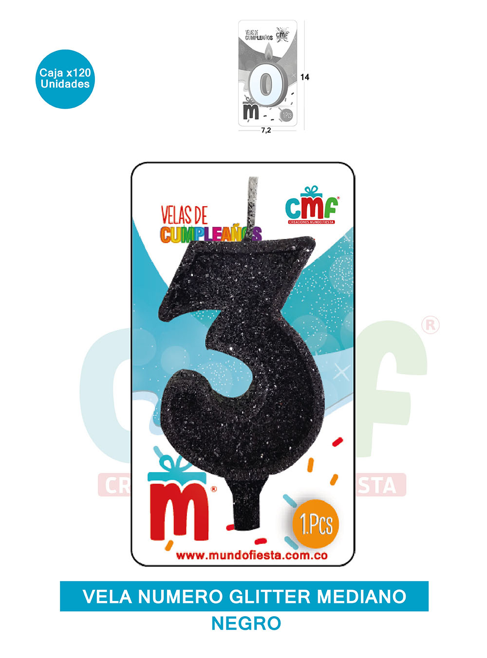 VELA ESCARCHADA  NUMERO MEDIANA NEGRO 3