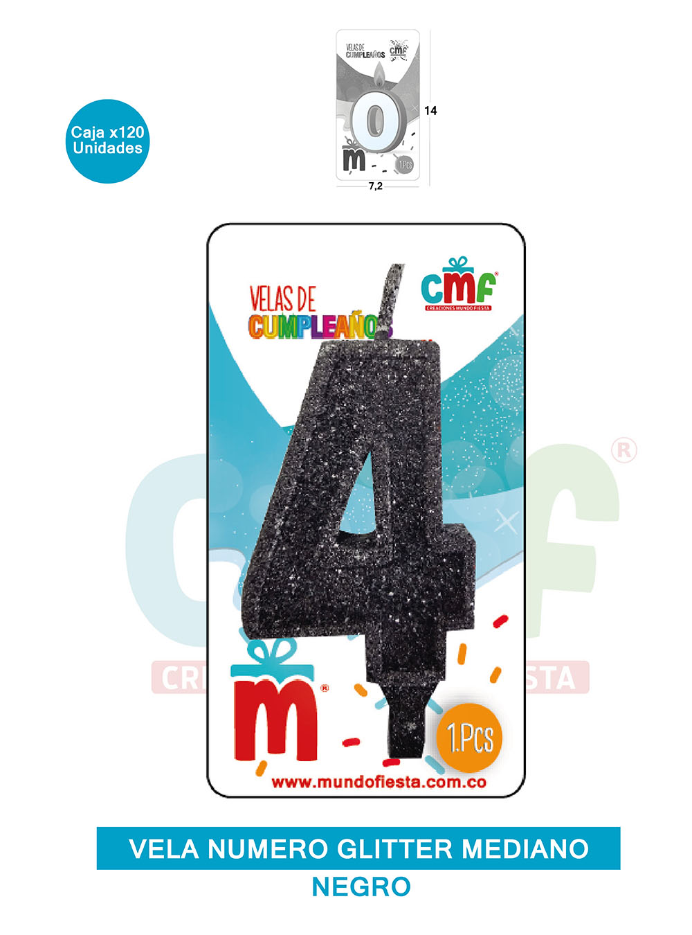 VELA ESCARCHADA  NUMERO MEDIANA NEGRO 4