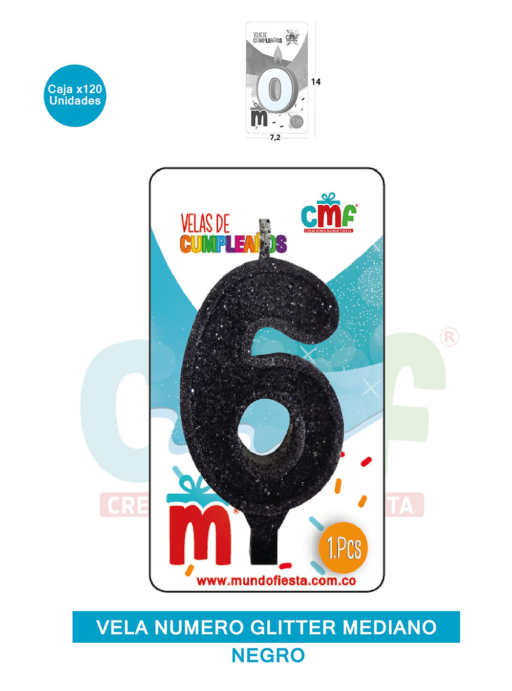 VELA ESCARCHADA  NUMERO MEDIANA NEGRO 6