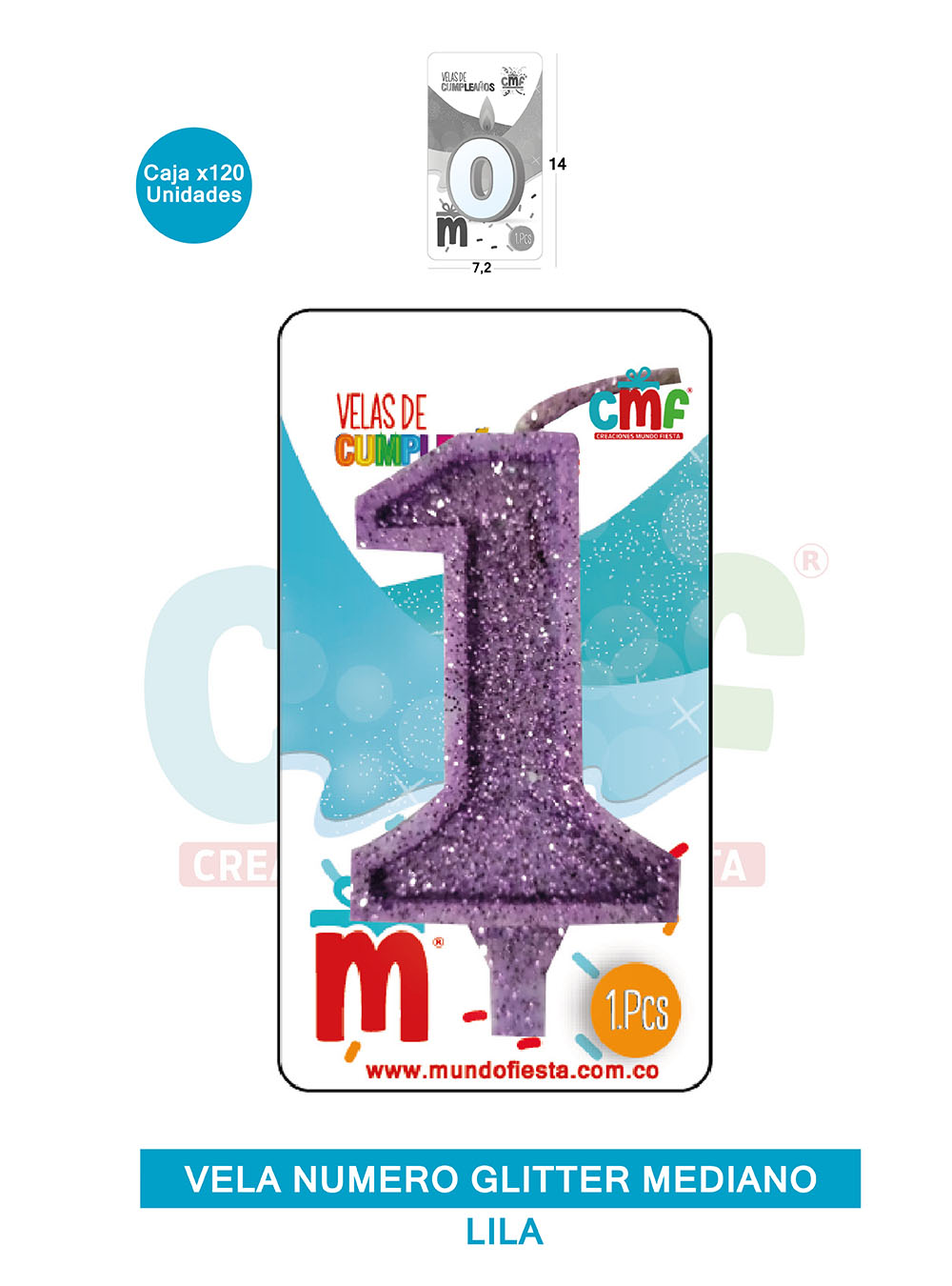 VELA ESCARCHADA  NUMERO MEDIANA LILA 1