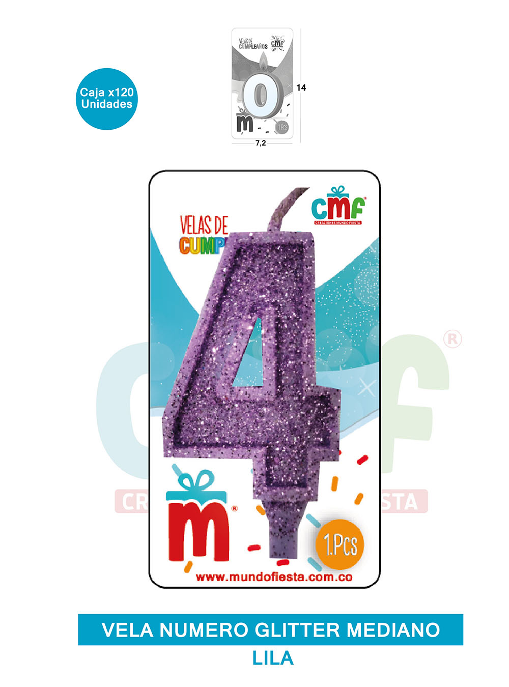 VELA ESCARCHADA  NUMERO MEDIANA LILA 4