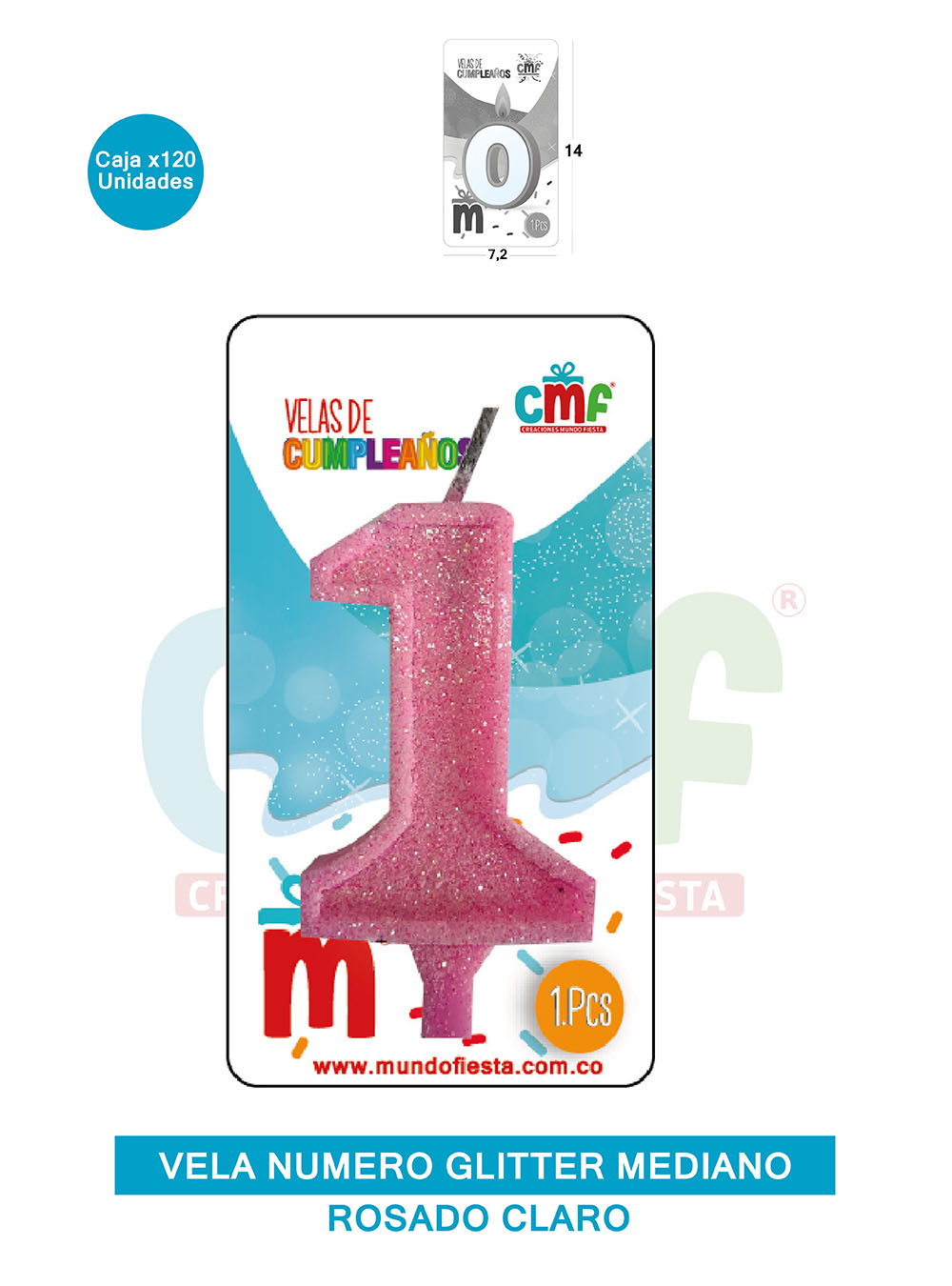 VELA ESCARCHADA  NUMERO MEDIANA ROSADO SUAVE 1