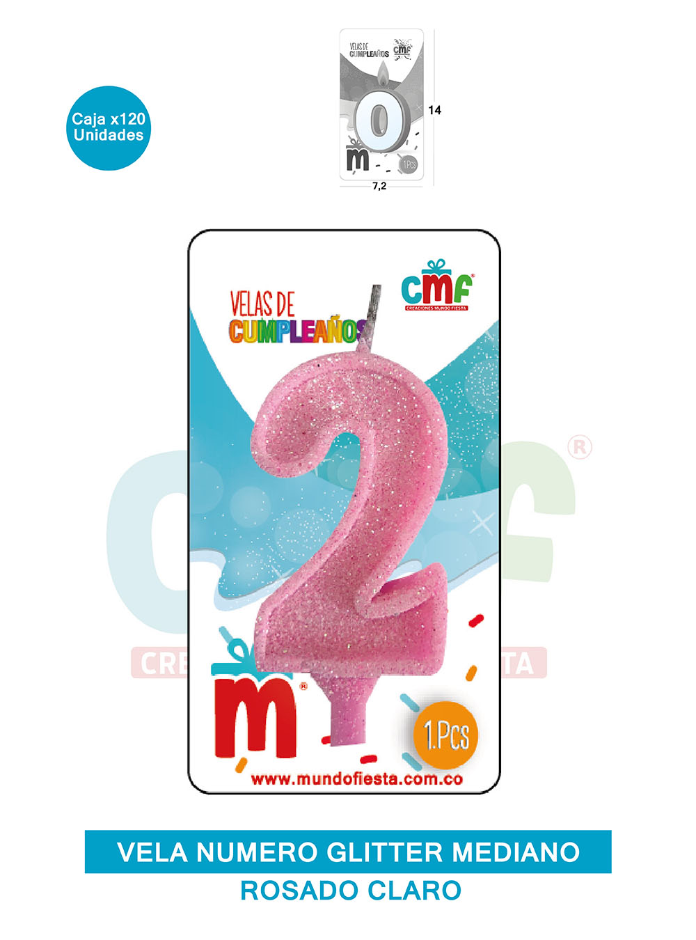VELA ESCARCHADA  NUMERO MEDIANA ROSADO SUAVE 2