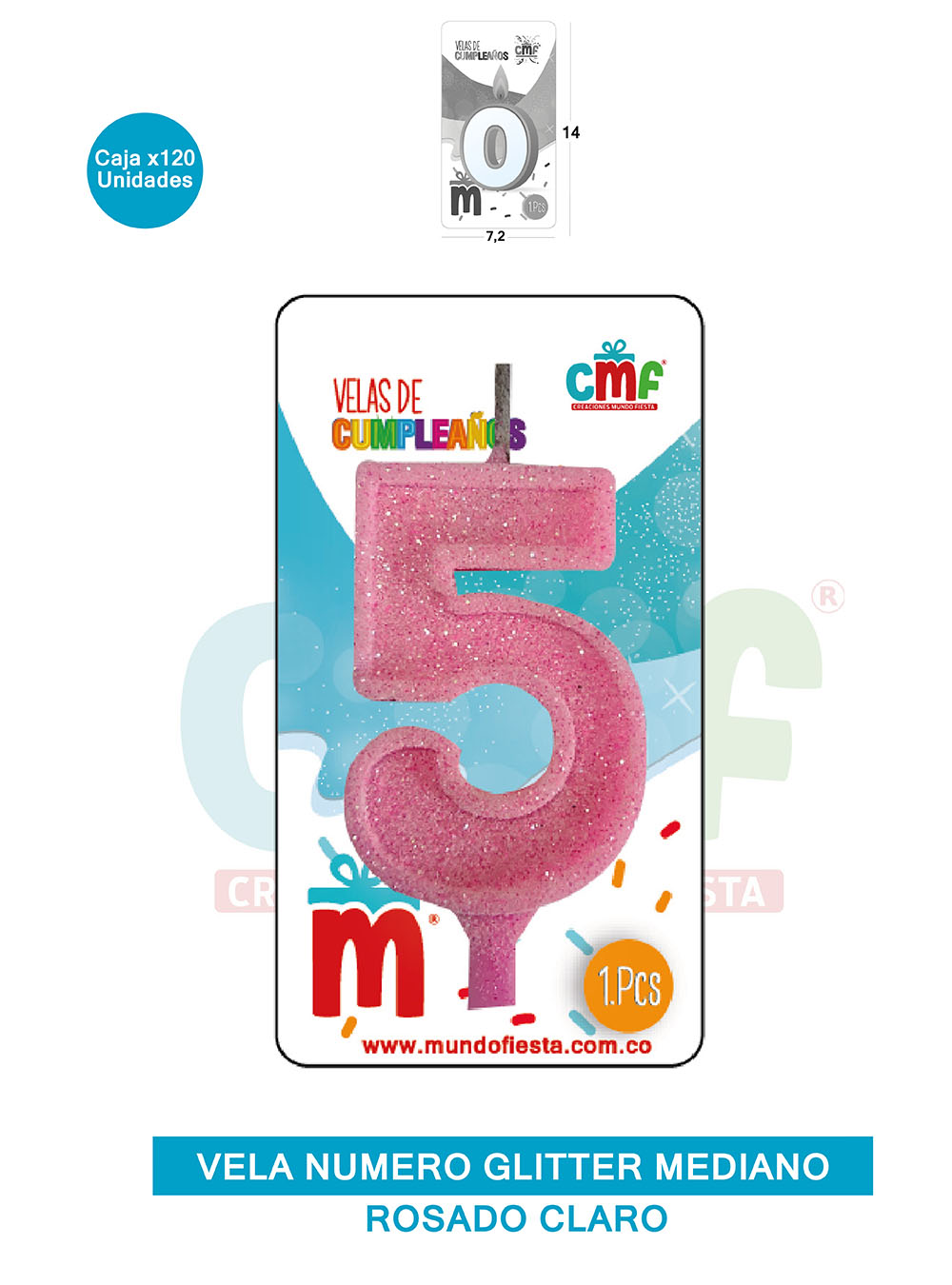 VELA ESCARCHADA  NUMERO MEDIANA ROSADO SUAVE 5