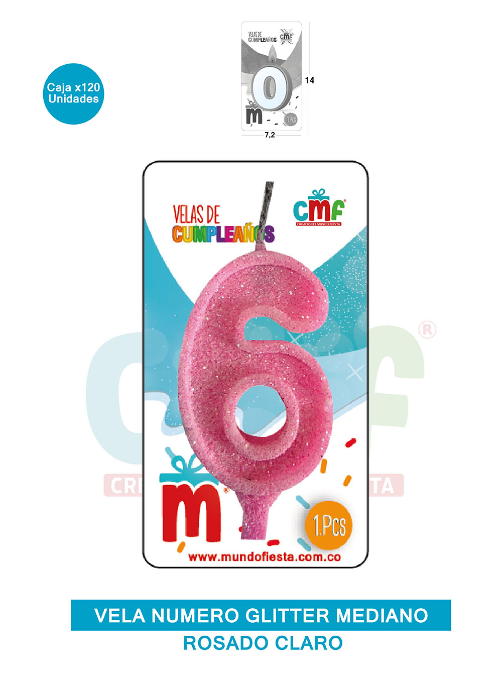 VELA ESCARCHADA  NUMERO MEDIANA ROSADO SUAVE 6