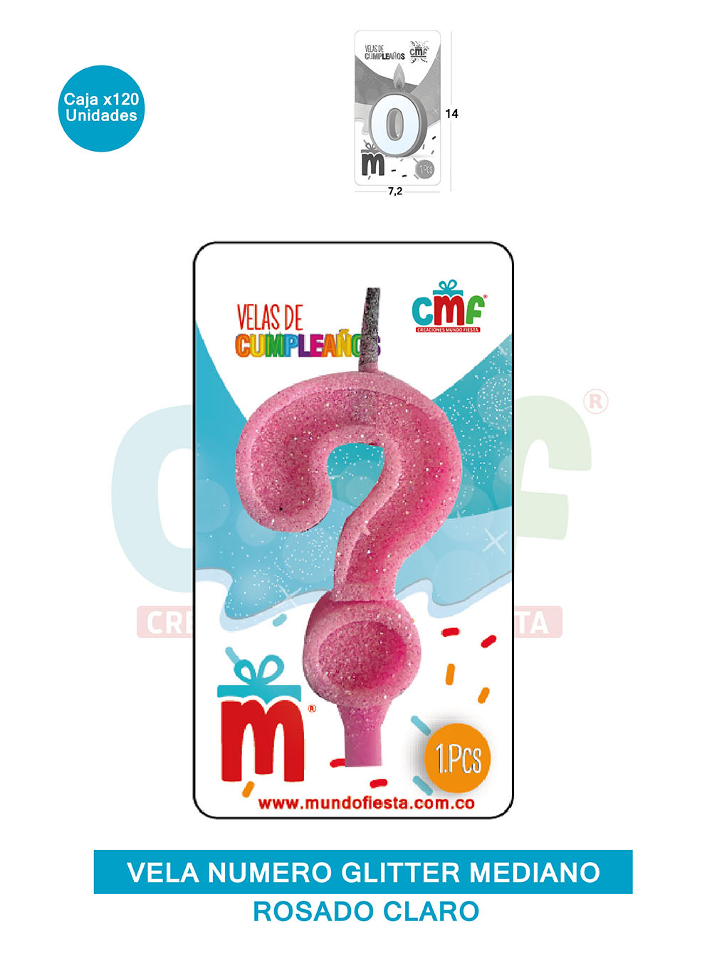 VELA ESCARCHADA  NUMERO MEDIANA ROSADO SUAVE ?