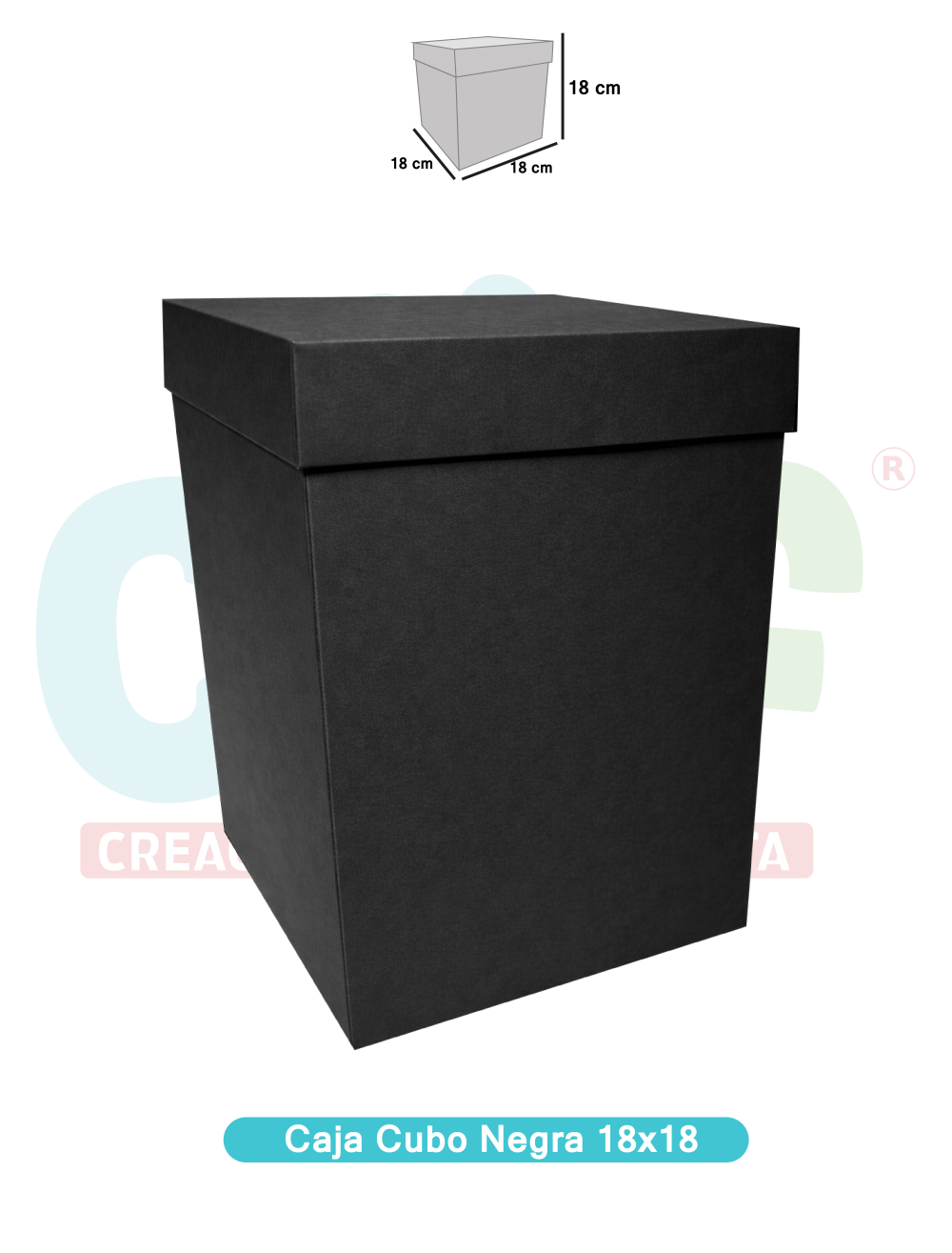 CAJA CUBO 18X18 NEGRA 