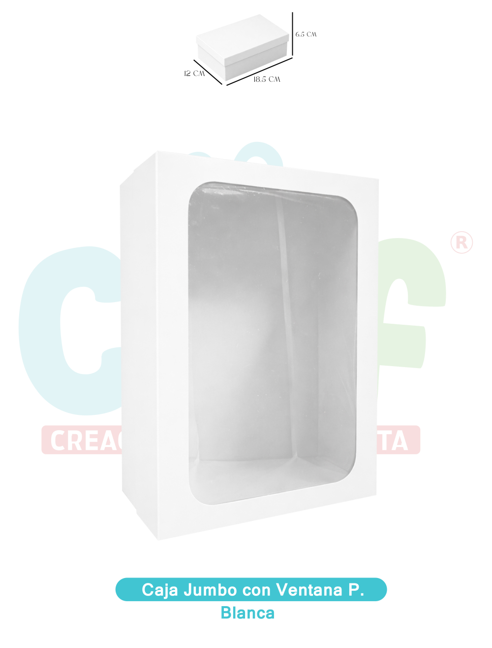 CAJA JUMBO PEQUEÑA CON VENTANA BLANCA
