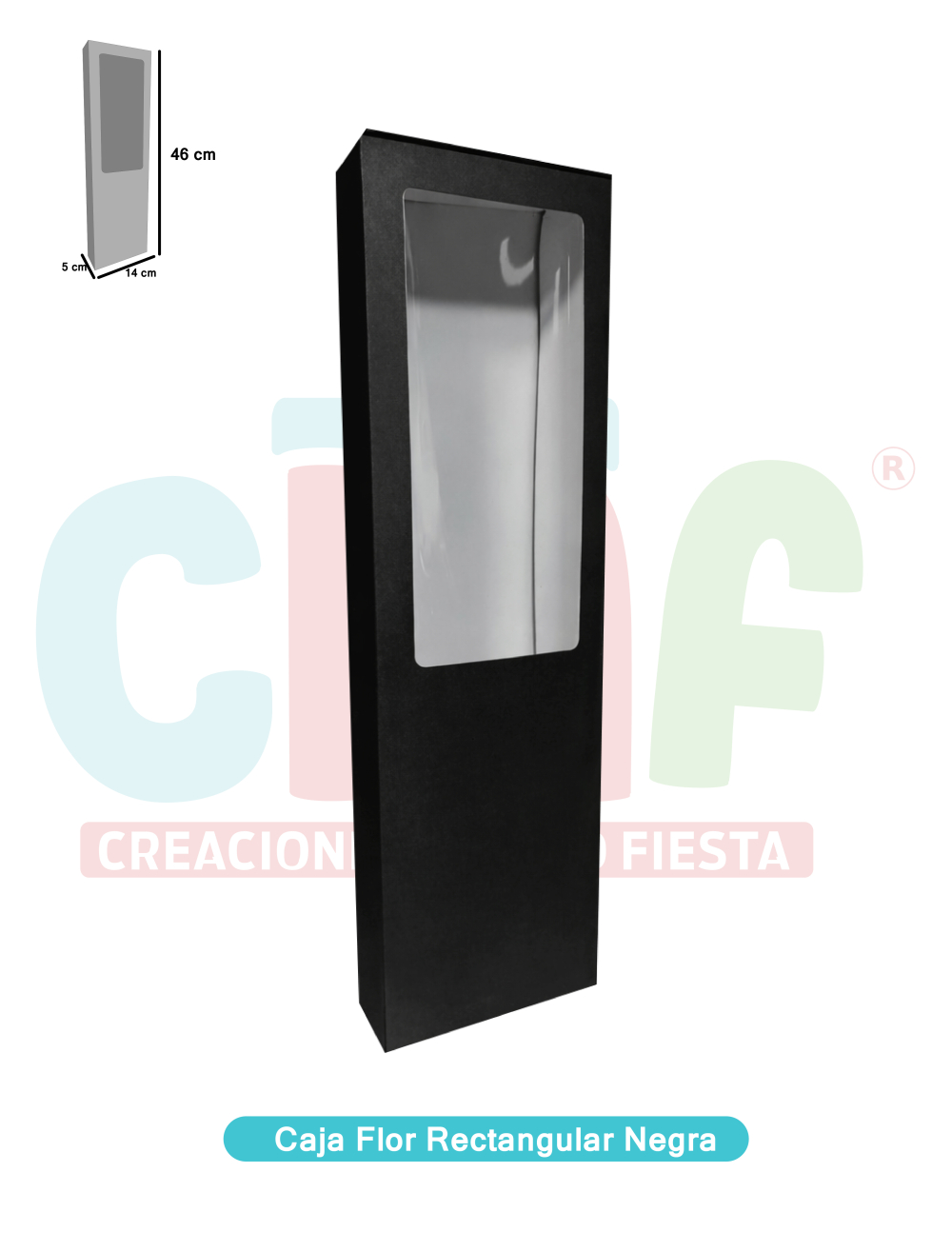 CAJA FLOR RECTANGULAR NEGRA 