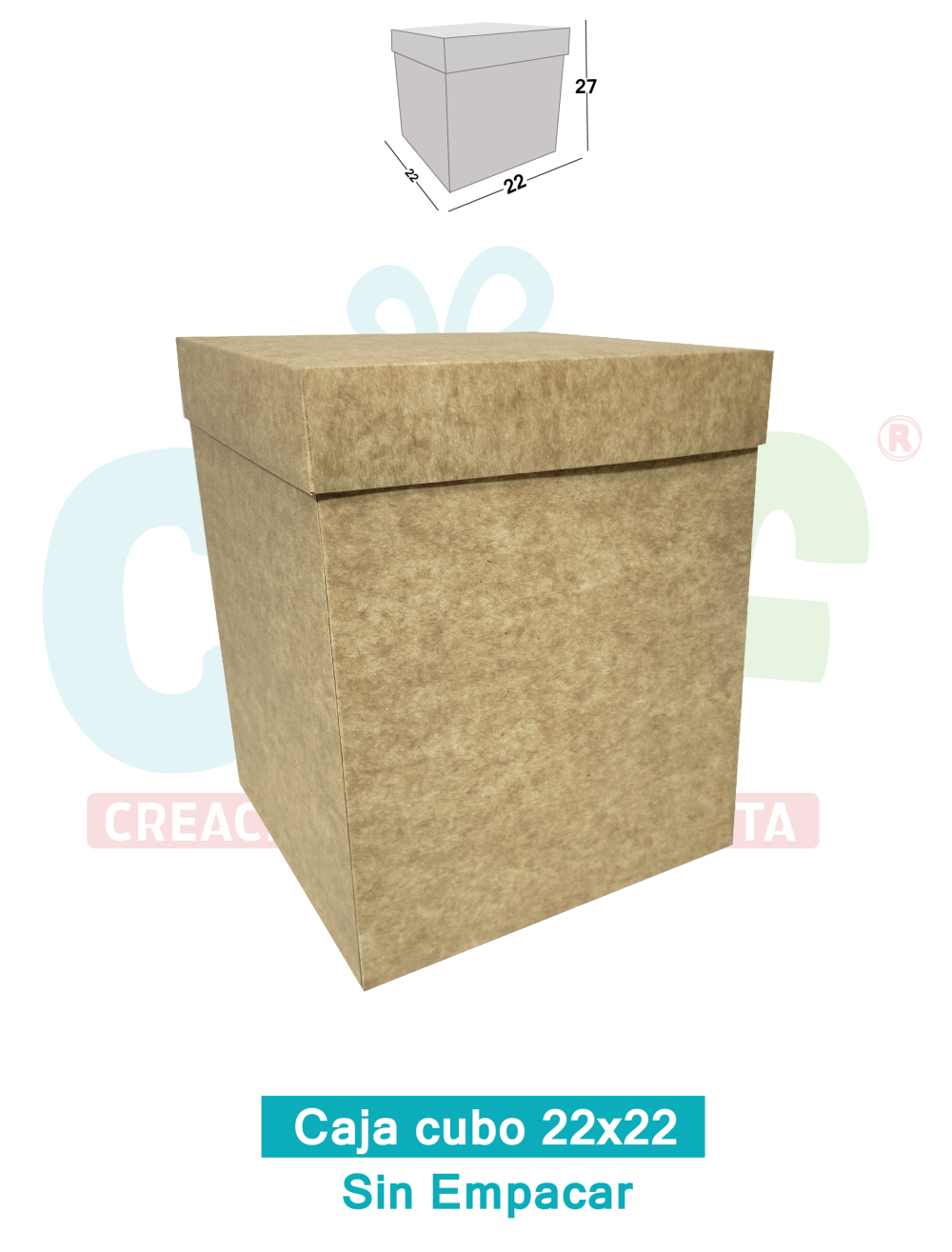 CAJA CUBO 22X22 KRAFT X6
