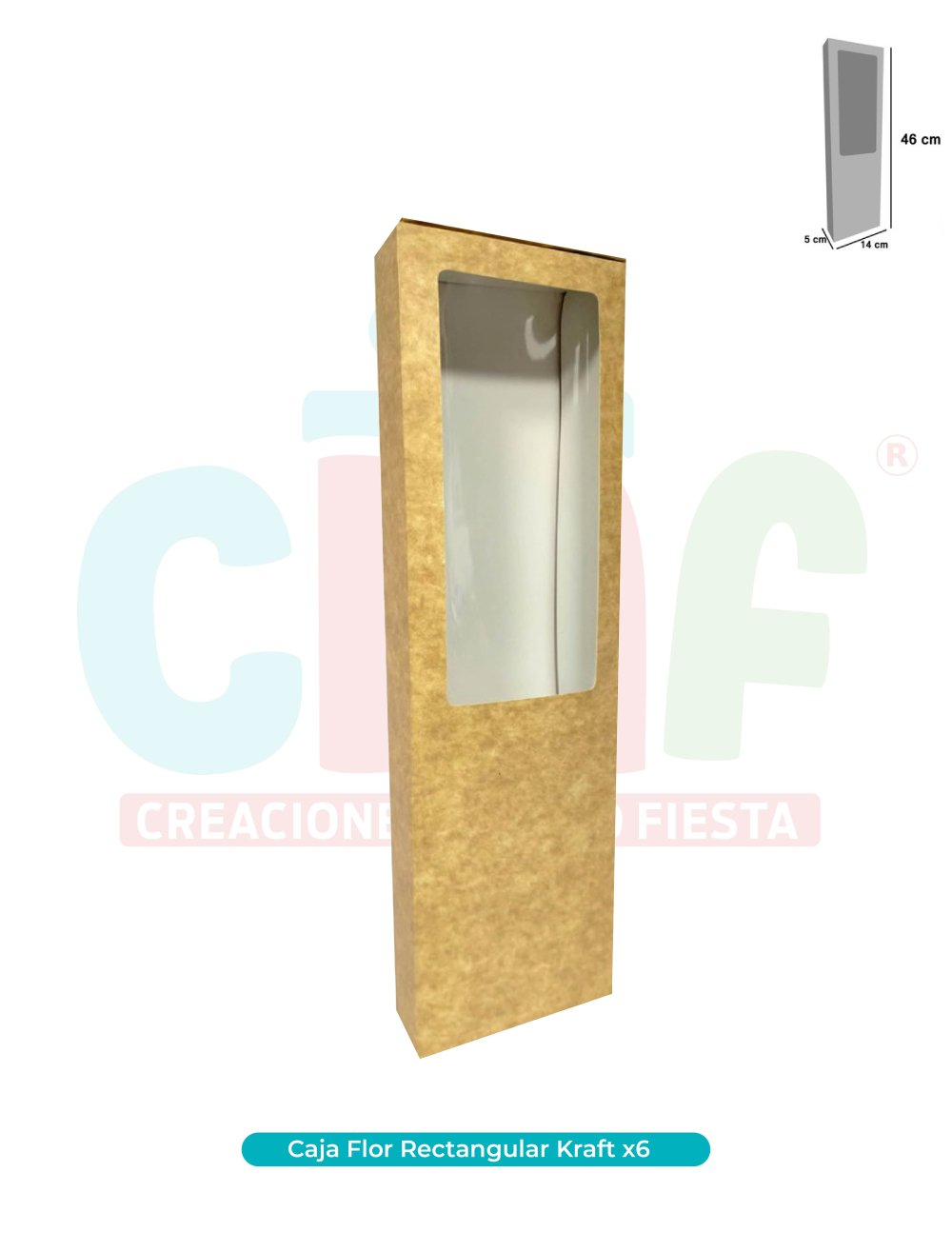 CAJA FLOR RECTANGULAR KRAFT  X6