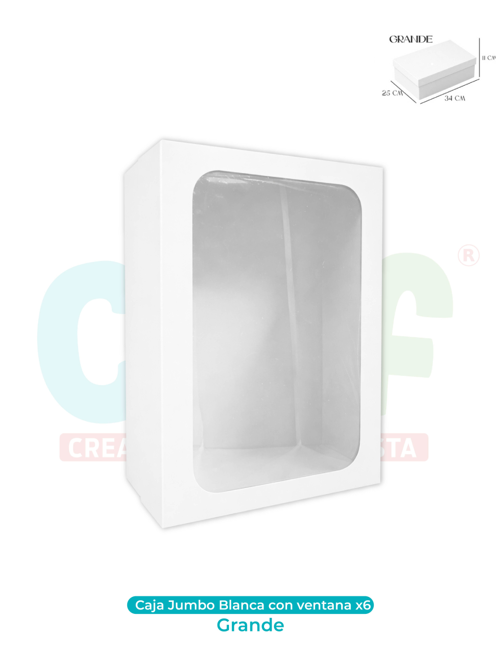 CAJA JUMBO GRANDE CON VENTANA BLANCA X6