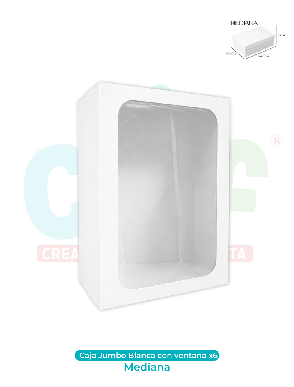 CAJA JUMBO MEDIANA CON VENTANA BLANCA X6