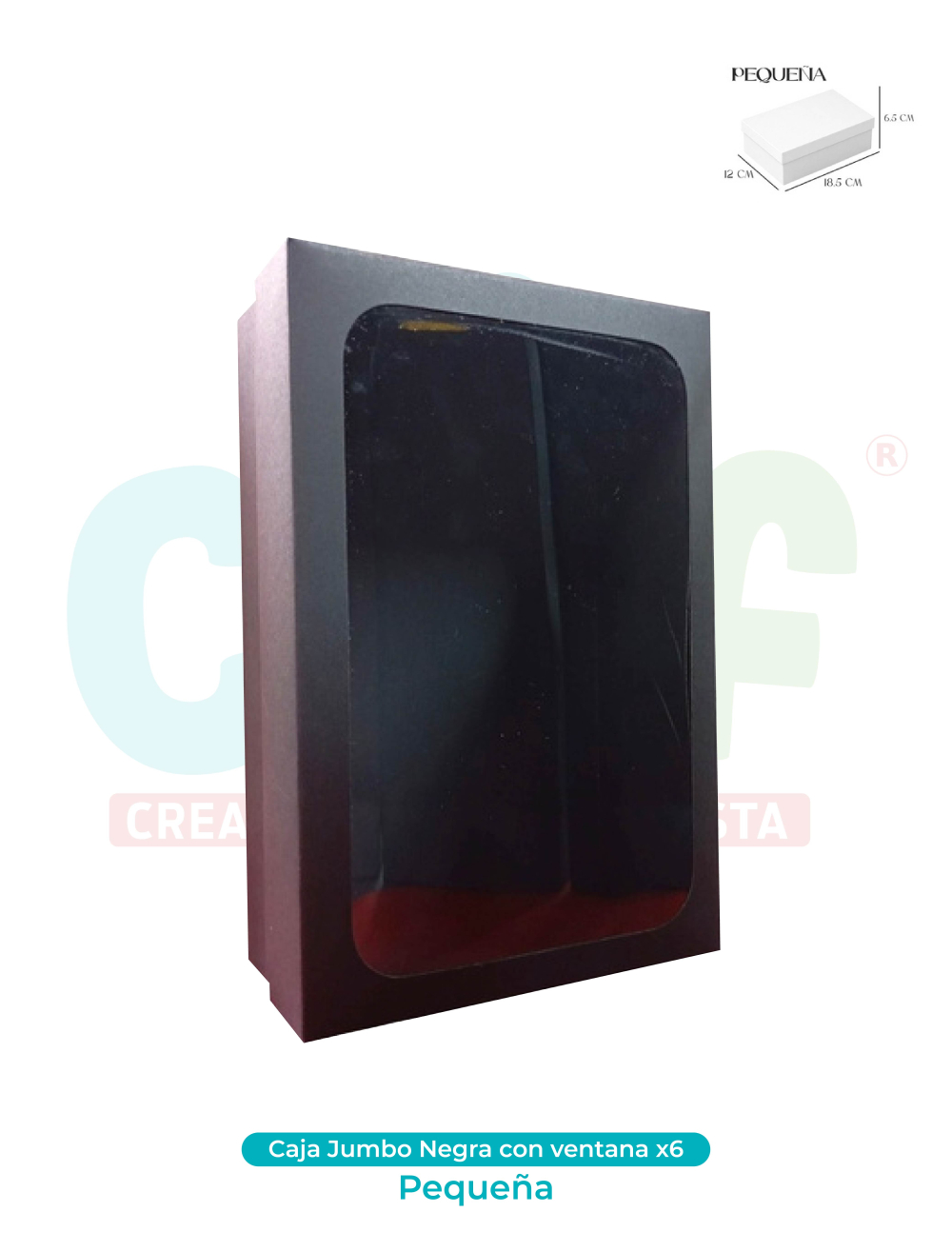 CAJA JUMBO PEQUEÑA CON VENTANA NEGRA X6