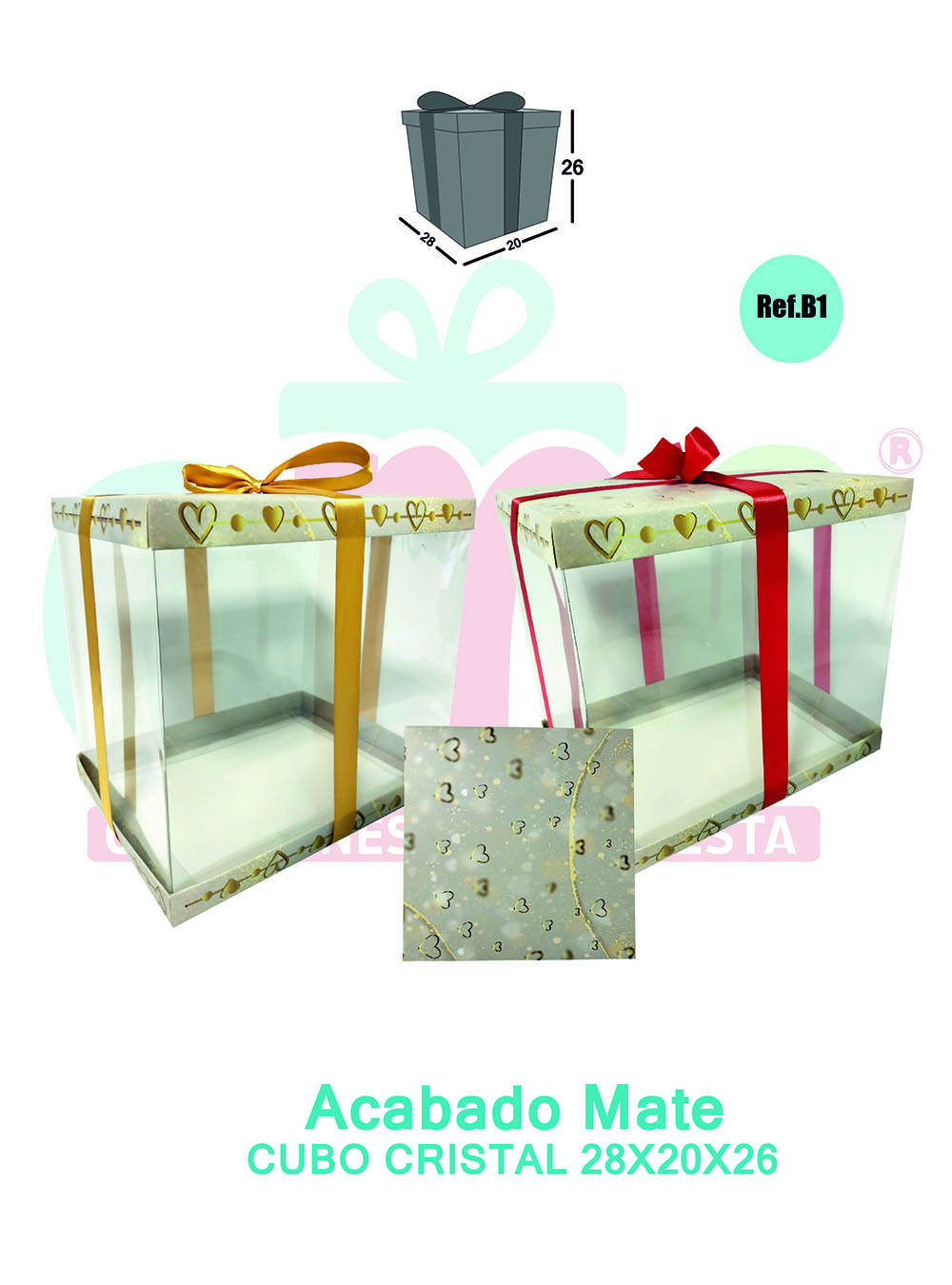 CAJA CUBO CRISTAL GRANDE 28X20X26 MATE B1