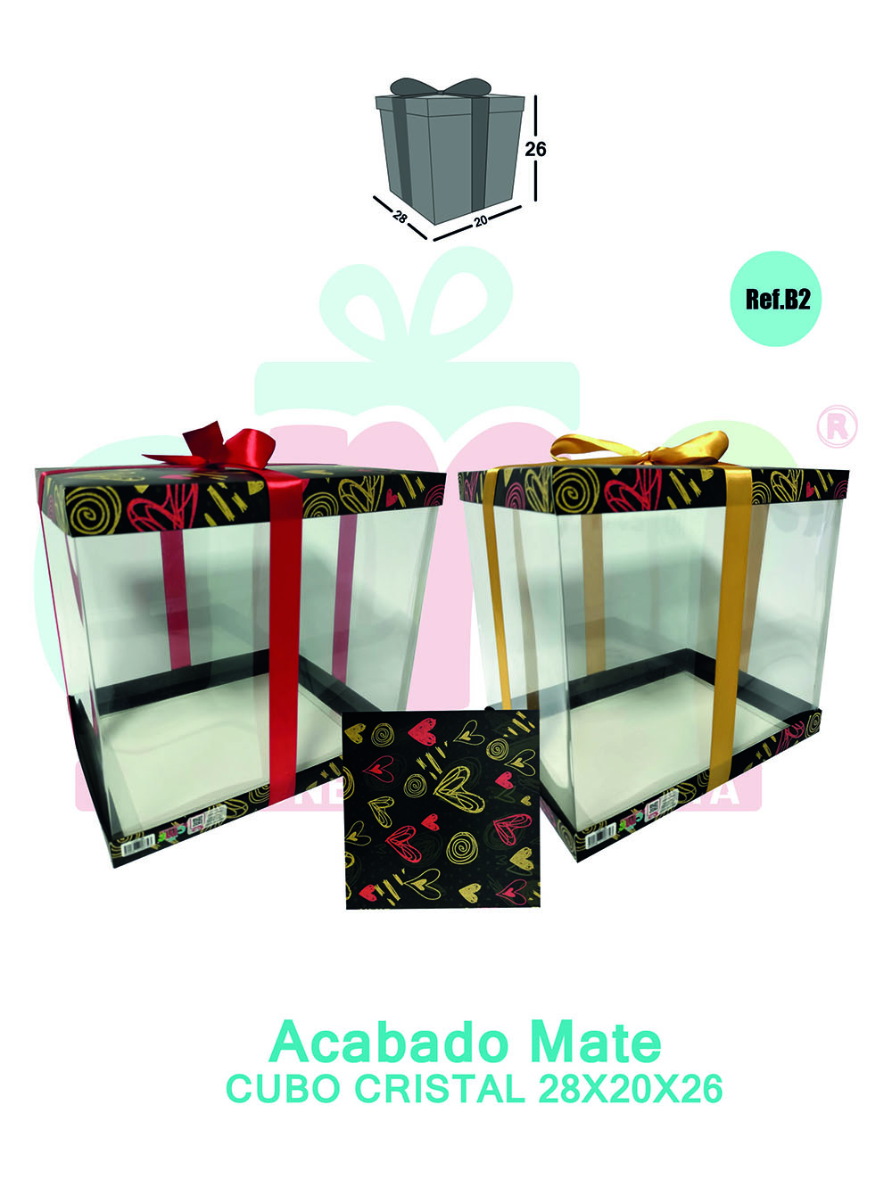 CAJA CUBO CRISTAL GRANDE 28X20X26 MATE B2