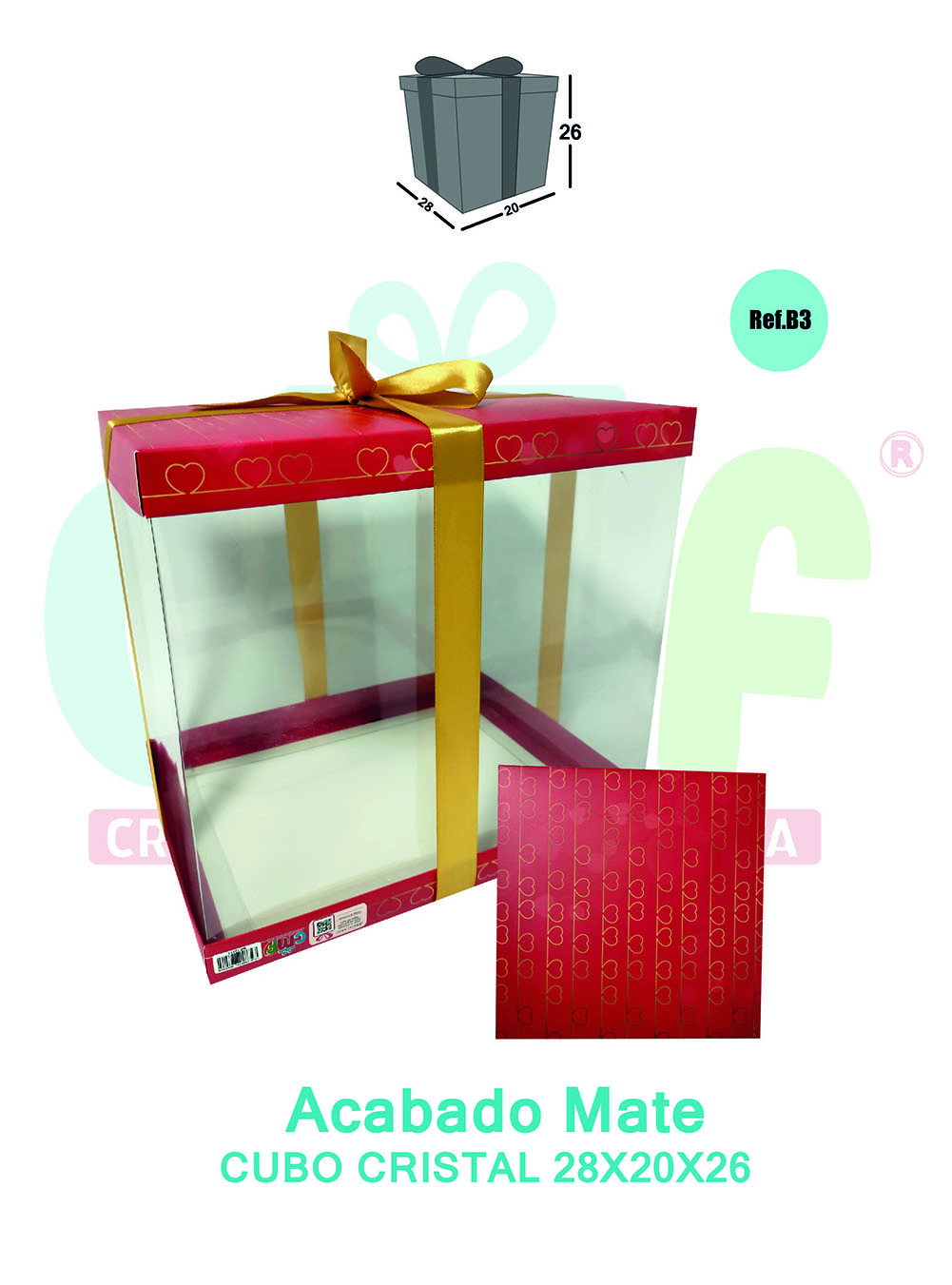 CAJA CUBO CRISTAL GRANDE 28X20X26 MATE B3