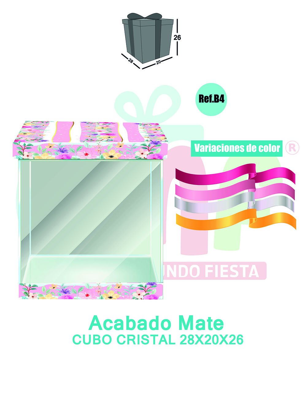 CAJA CUBO CRISTAL GRANDE 28X20X26 MATE B4