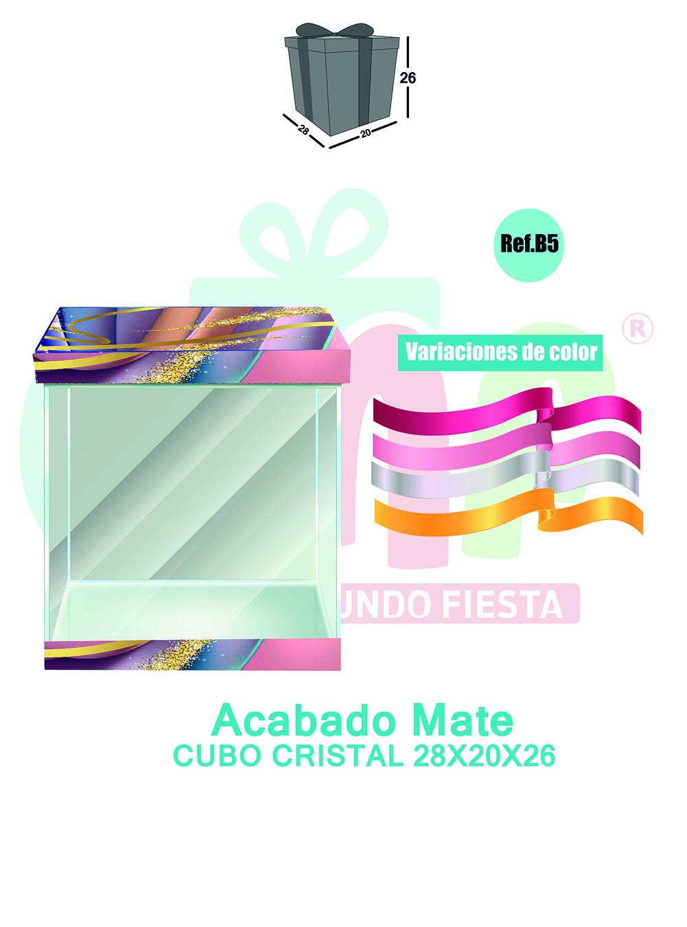 CAJA CUBO CRISTAL GRANDE 28X20X26 MATE B5