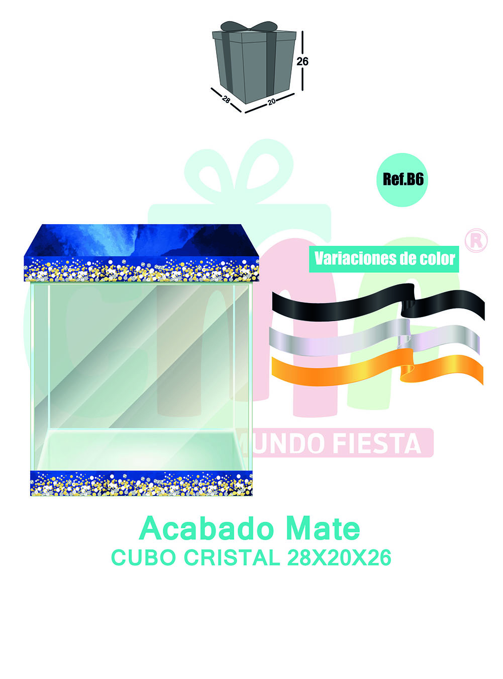 CAJA CUBO CRISTAL GRANDE 28X20X26 MATE B6