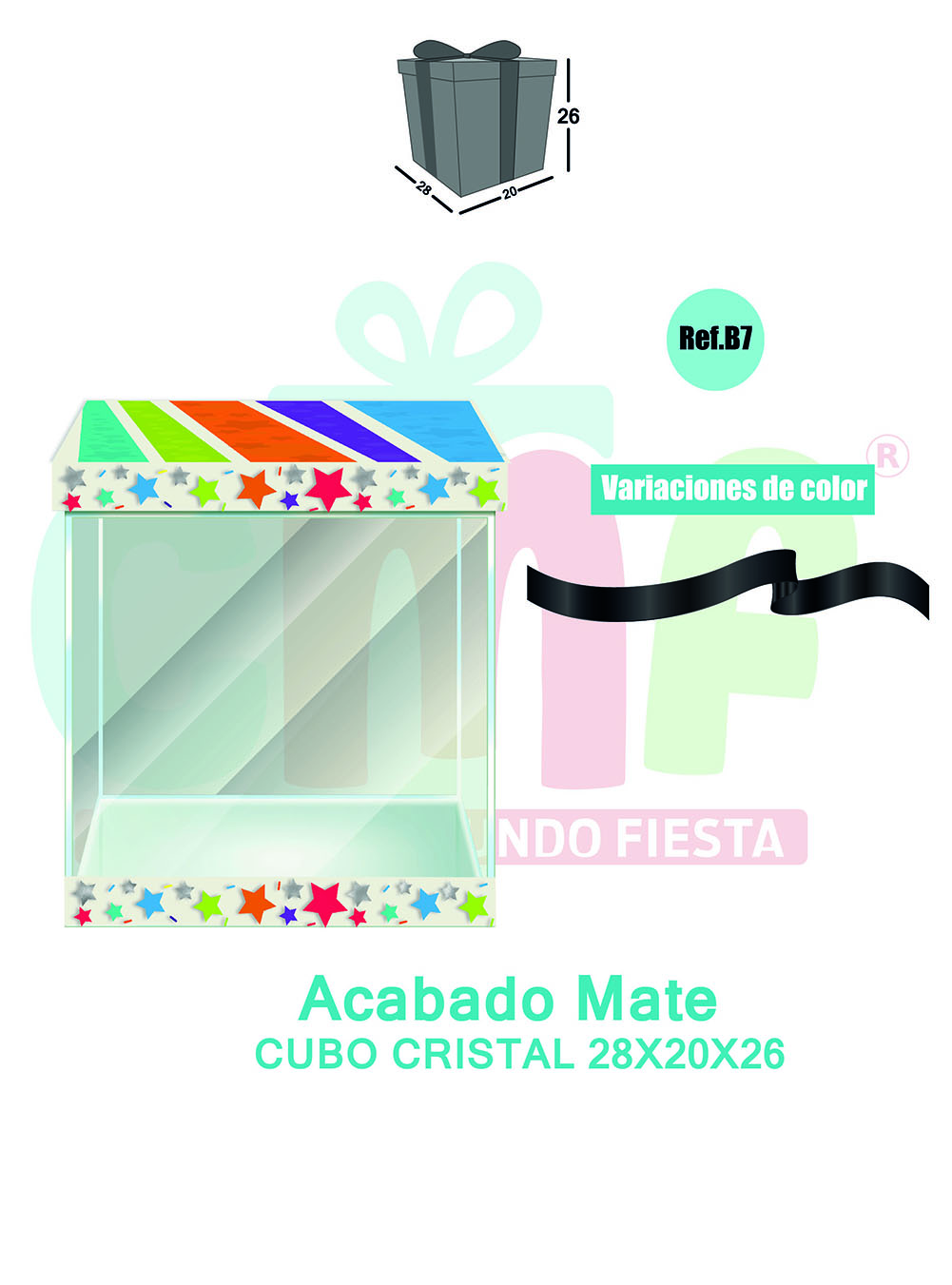 CAJA CUBO CRISTAL GRANDE 28X20X26 MATE B7