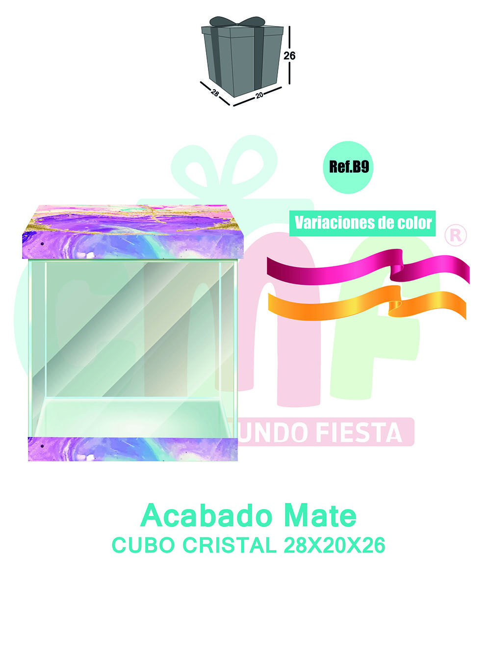 CAJA CUBO CRISTAL GRANDE 28X20X26 MATE B9