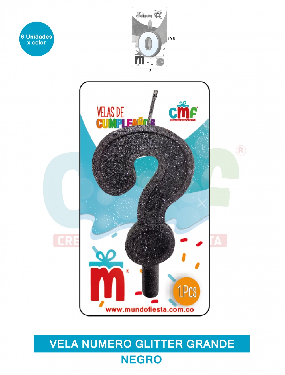 VELA ESCARCHADA NUMERO GRANDE  NEGRO ?