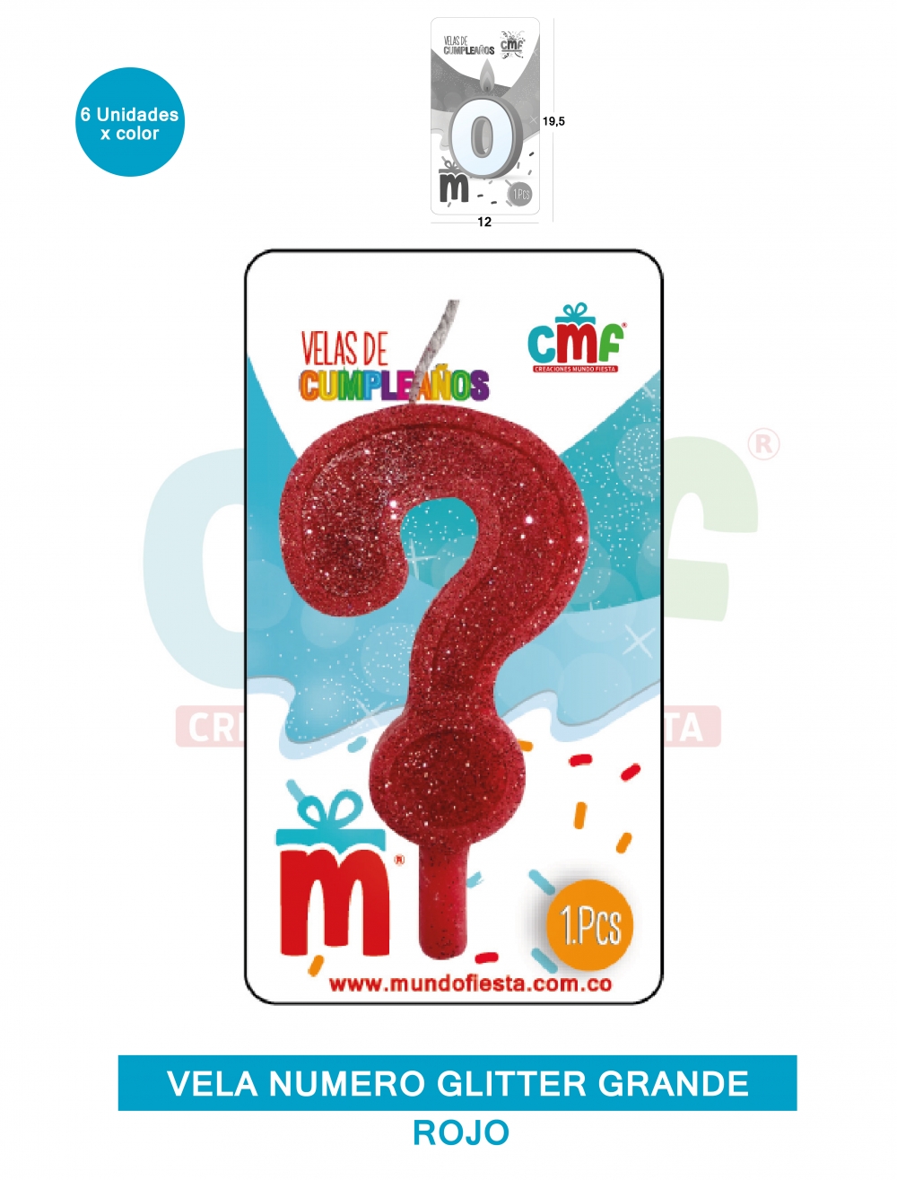 VELA ESCARCHADA NUMERO GRANDE  ROJO ?