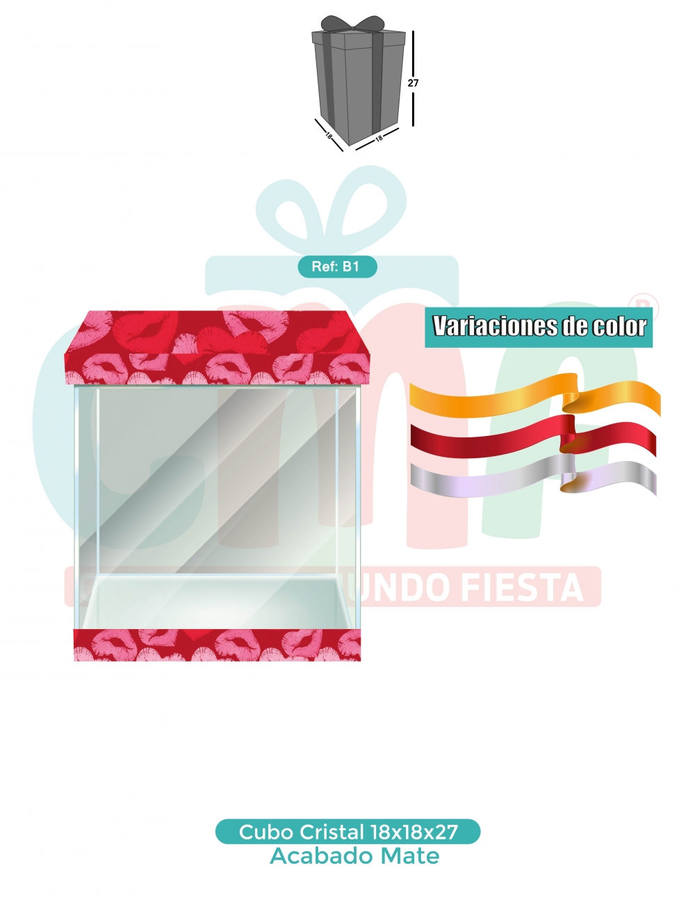 CAJA CUBO CRISTAL MEDIANA 18X18X27 MATE B1