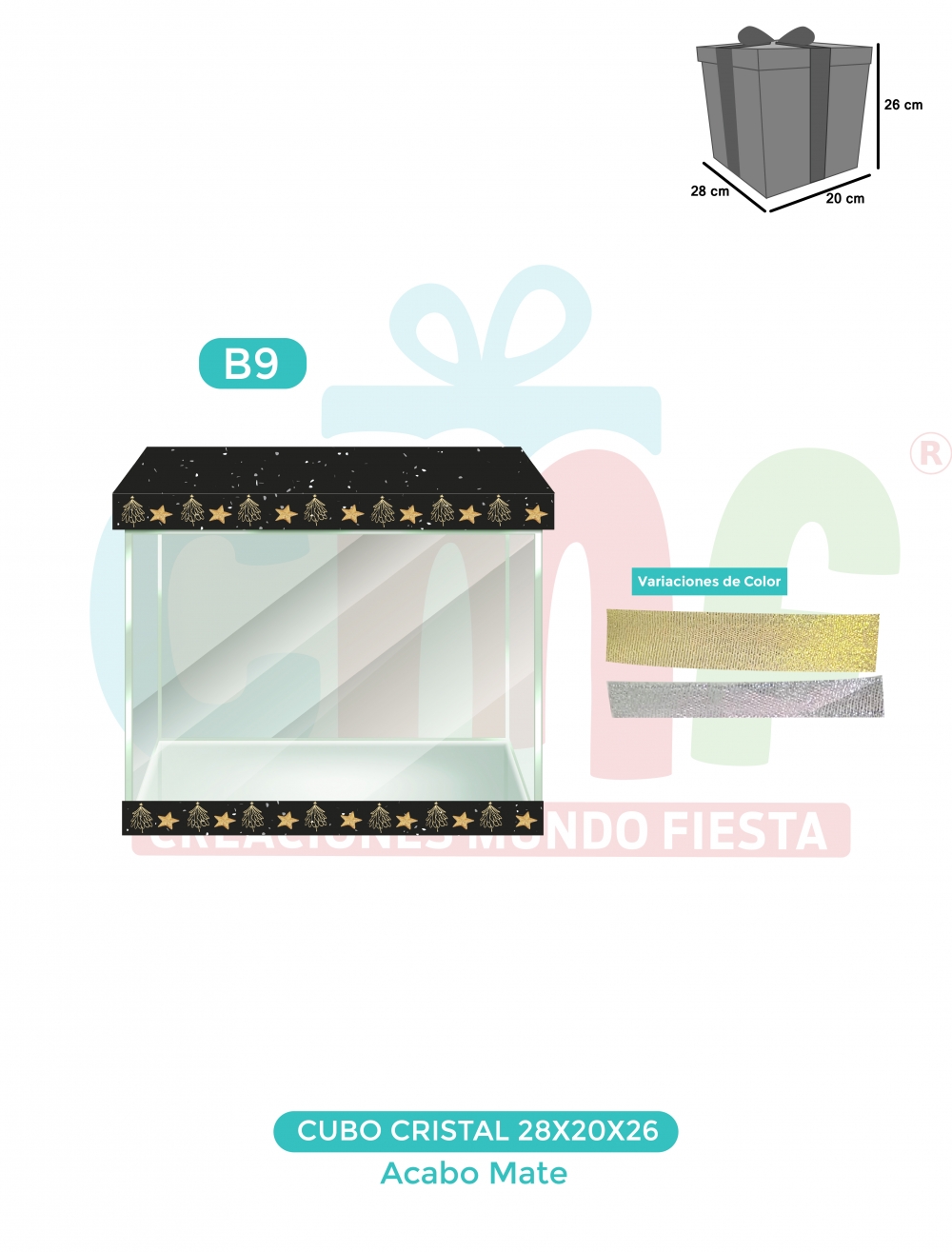 CAJA CUBO CRISTAL GRANDE 28X20X26 MATE B9