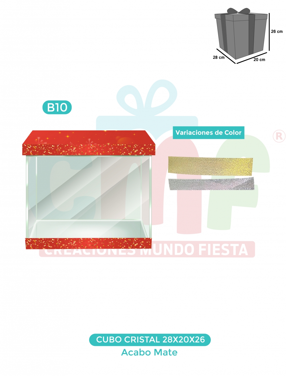 CAJA CUBO CRISTAL GRANDE 28X20X26 MATE B10