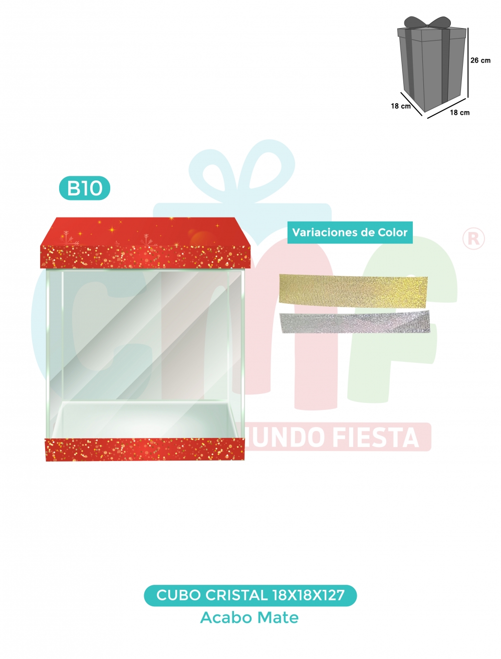 CAJA CUBO CRISTAL MEDIANA 18X18X27 MATE B10