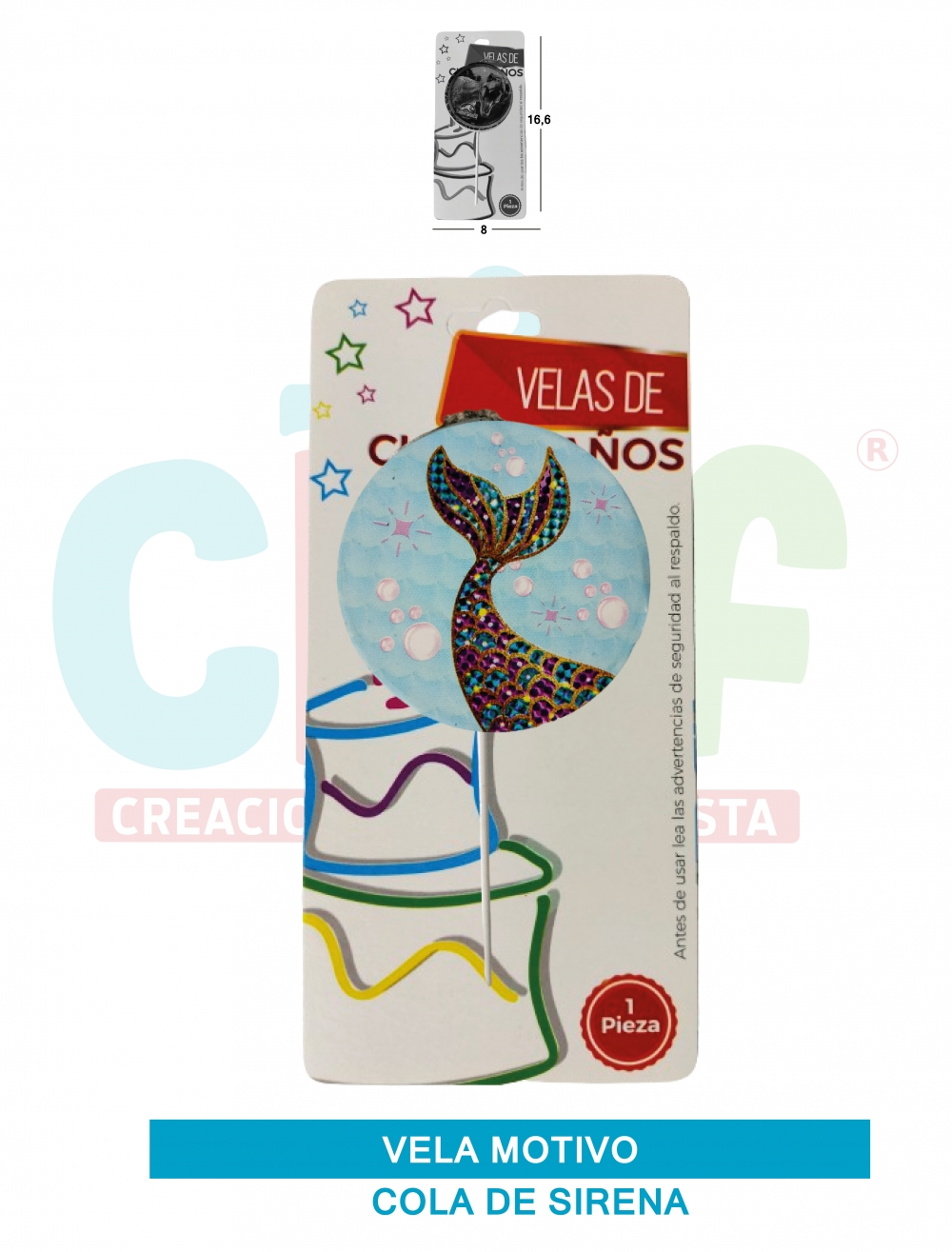 VELA MOTIVOS GRUPO A COLA DE SIRENA