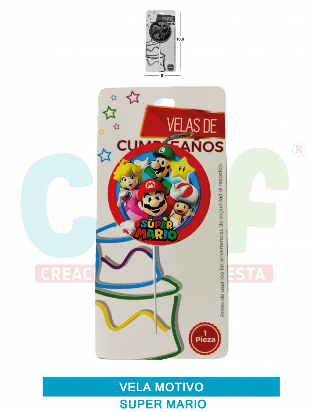 VELA MOTIVOS GRUPO E SUPER MARIO 