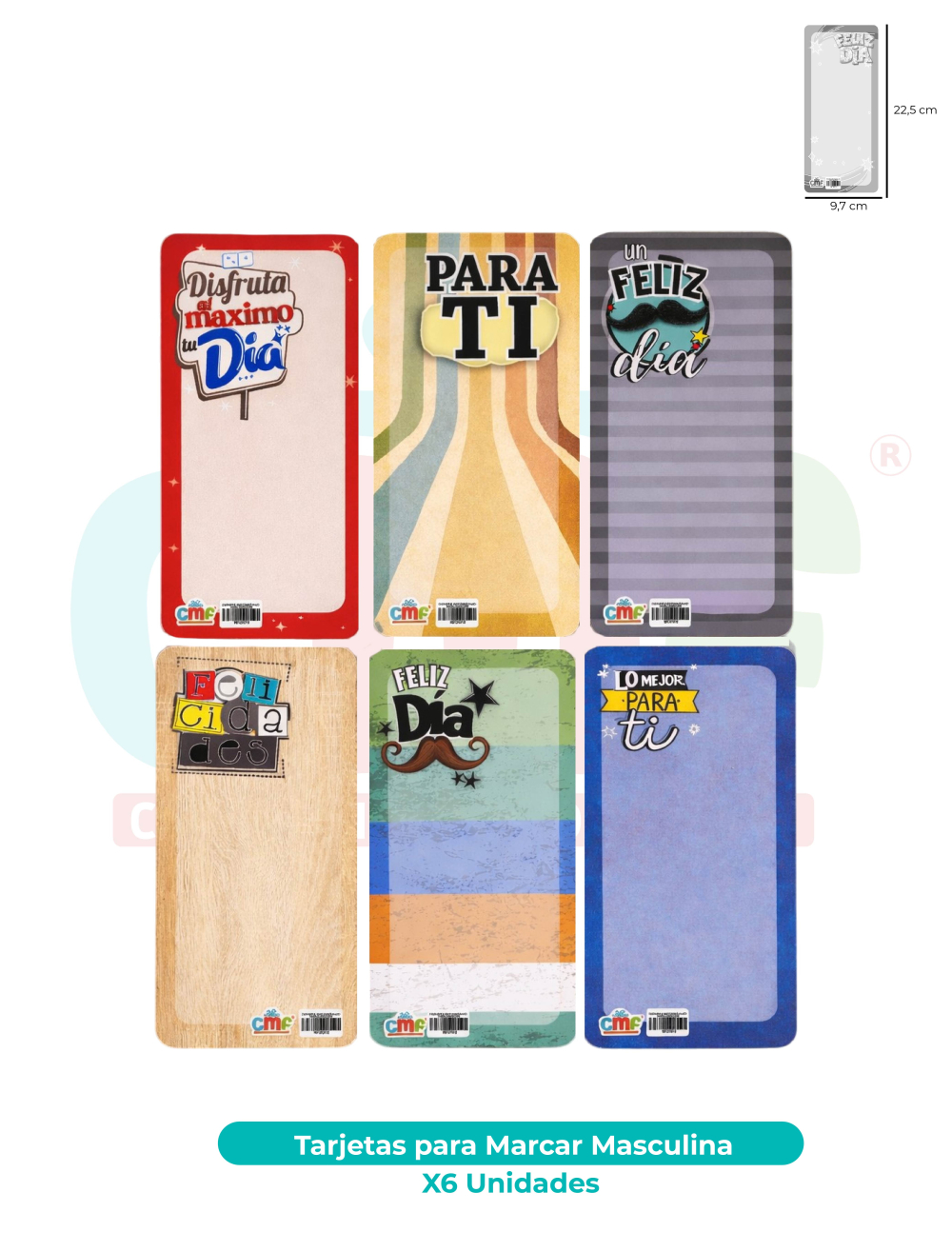 TARJETAS PARA MARCAR PAQUETE X6 MASCULINO HOMBRE