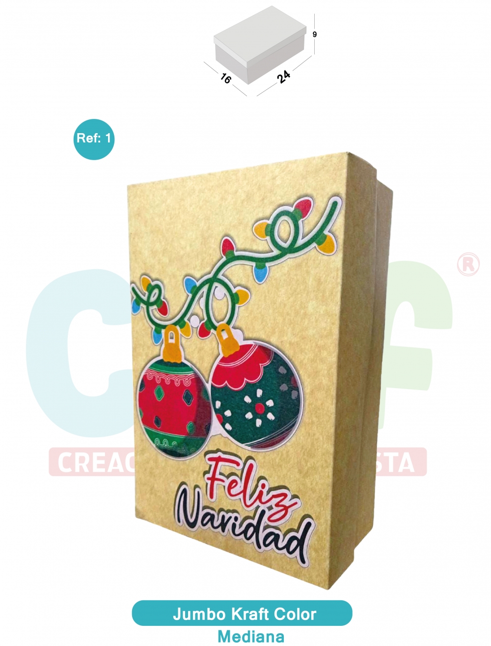 CAJA JUMBO KRAFT  COLOR MEDIANA  NAVIDAD REFERENCIA 1