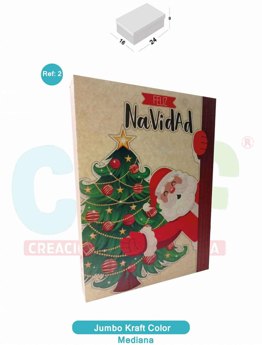 CAJA JUMBO KRAFT  COLOR MEDIANA  NAVIDAD REFERENCIA 2