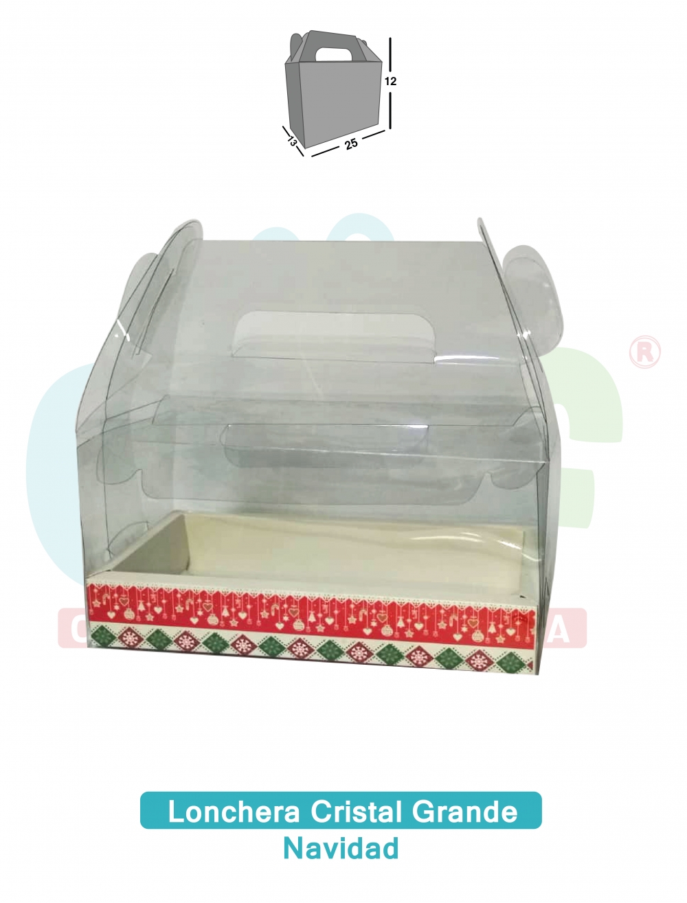 CAJA LONCHERA CRISTAL GRANDE   NAVIDAD